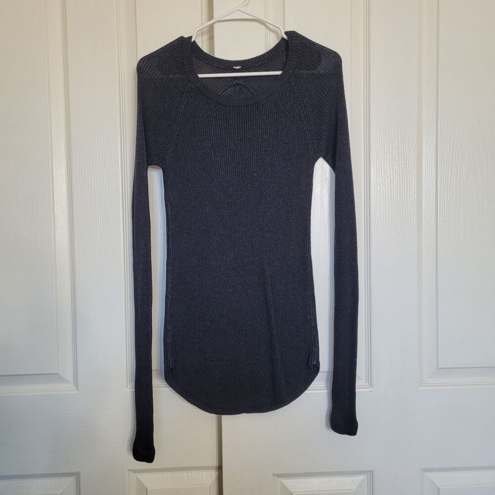 Lululemon Cabin Yogi Sweater Womens Xs 2 Gray Black Cashmere Tencel Minimalist